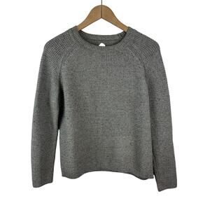 Folk Knit Sweater Gray Keyhole Back 100% Cotton XS Sustainable Fashion